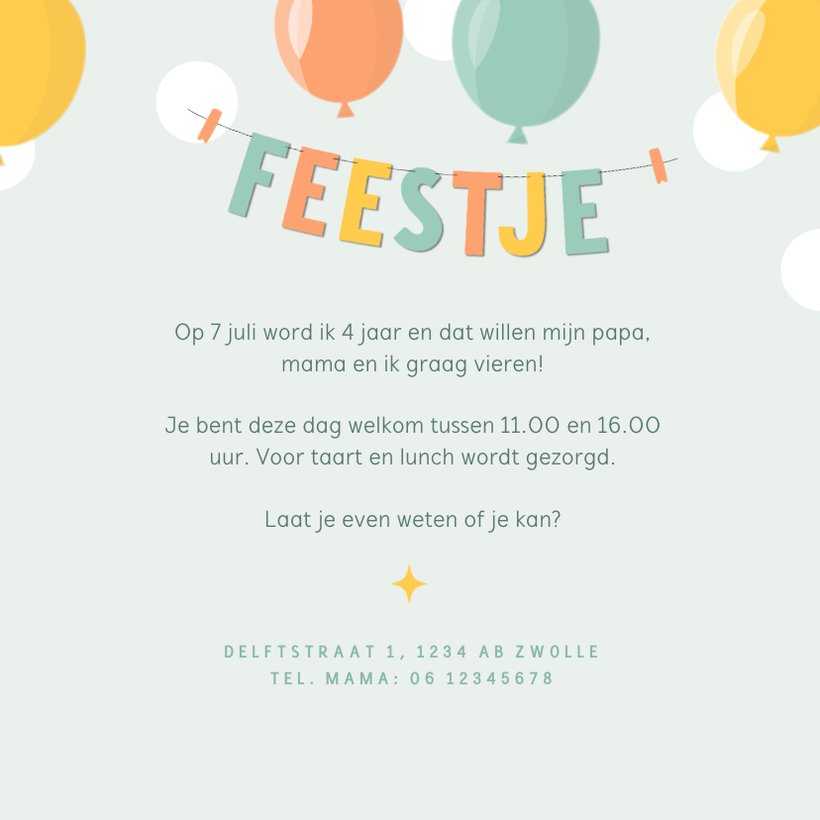 Kinderfeestje Vrolijk Jongenskleuren Kaartje Go