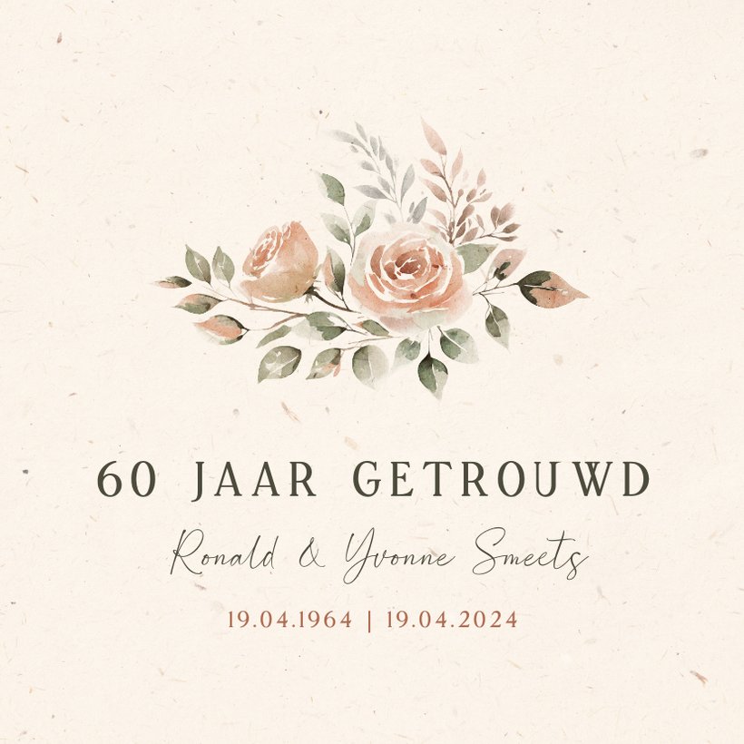 Klassieke Jubileum Uitnodiging Met Bloemen 60 Kaartje2go