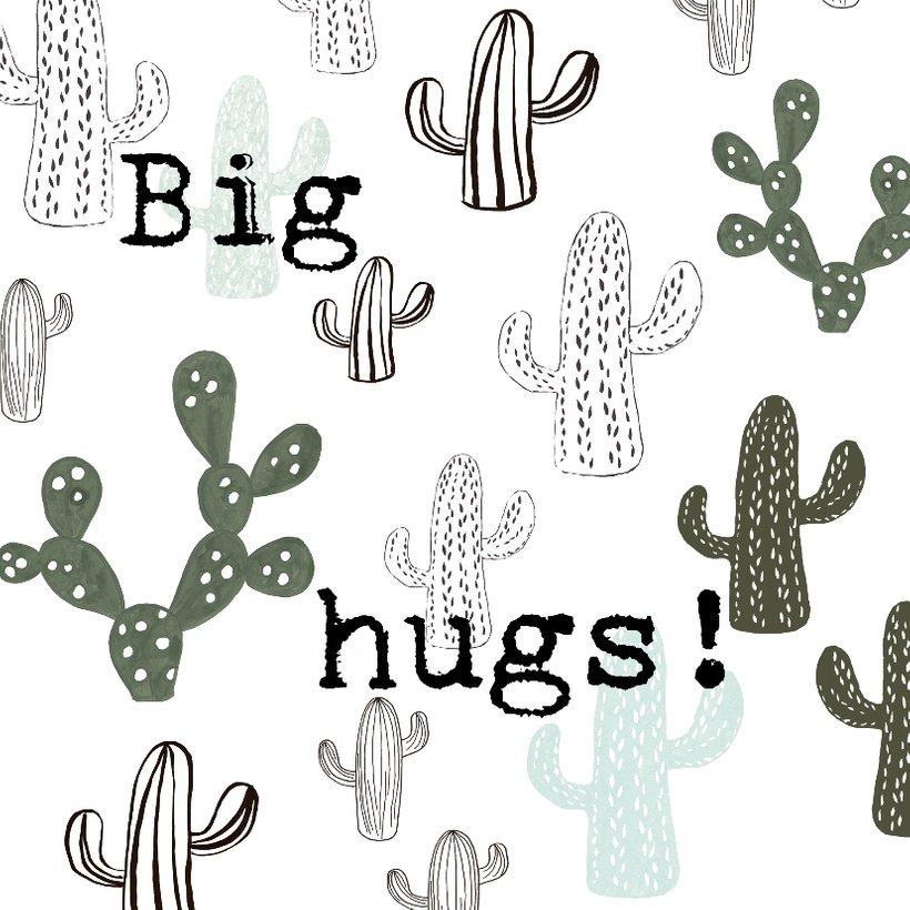 Knuffel Een Cactus Kaart BIG HUGS Wenskaarten Kaartje2go