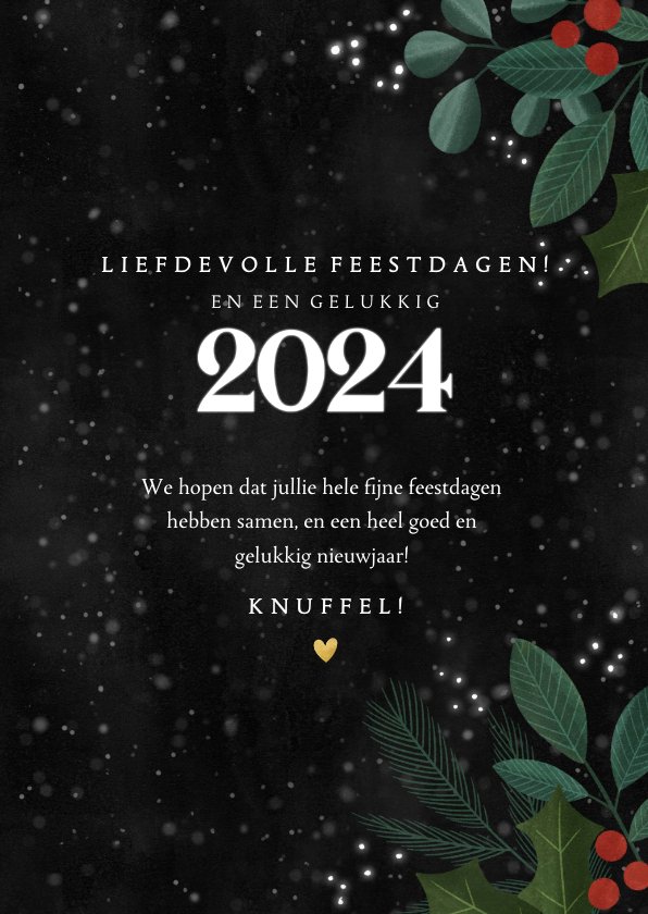 Liefdevolle Kerstkaart 2024 Met Takjes Hartjes Kaartje2go