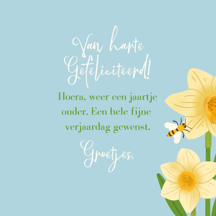 Lieve Verjaardagskaart Met Narcissen En Bijen Kaartje2go