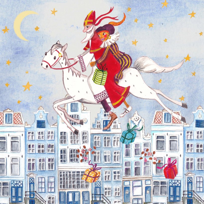 Sinterklaaskaart Met Sint En Piet Te Paard Kaartje Go