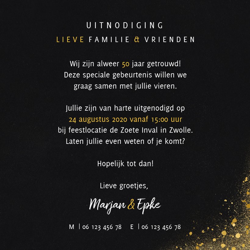 Stijlvolle Jubileum Uitnodiging 50 Jaar Met Kaartje2go