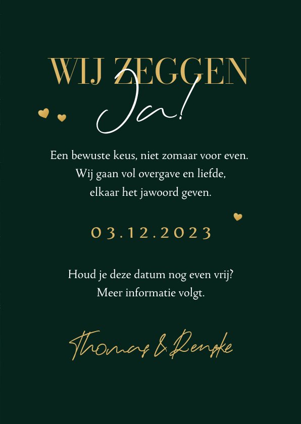 Trouwkaart Save The Date Groen Marmer Stijlvol Kaartje Go