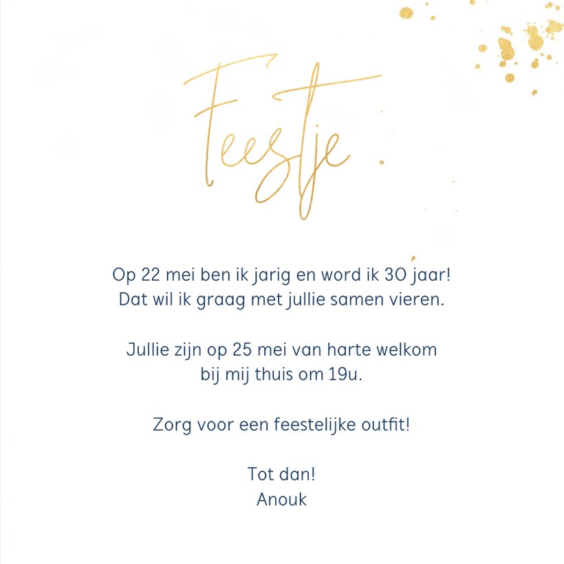 Uitnodiging Feestje Met Goudlook Kaartje2go