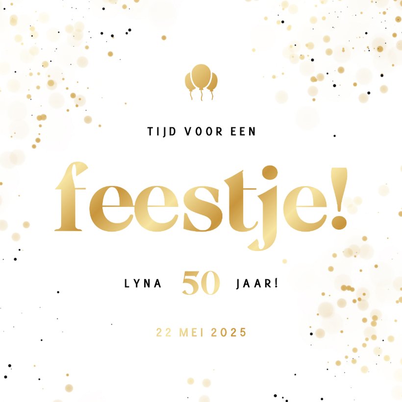 Uitnodiging Feestje Wit Met Confetti En Kaartje Go