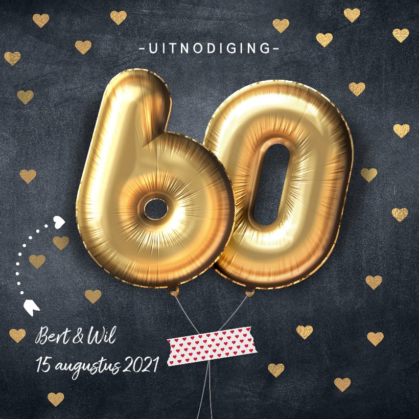 Uitnodiging Huwelijksjubileum 60 Jaar Ballon Kaartje2go