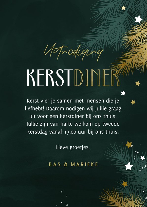 Uitnodiging Kerstdiner Met Kersttakjes En Kaartje Go