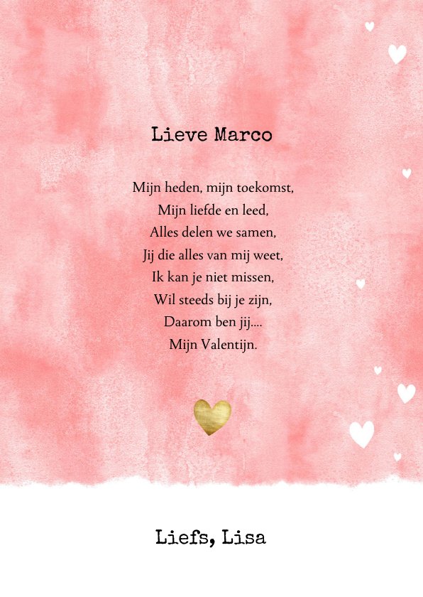 Valentijnskaart Met Waterverf Hartjes En Foto Kaartje2go