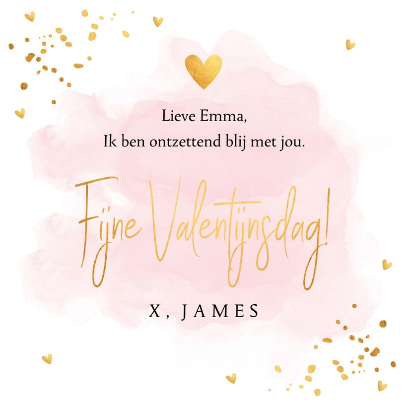 Valentijnskaart Waterverf Roze Typografie Kaartje2go