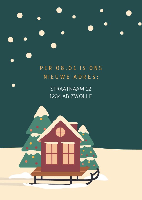 Verhuiskaart Kerst Met Huis Op Slee Kaartje2go