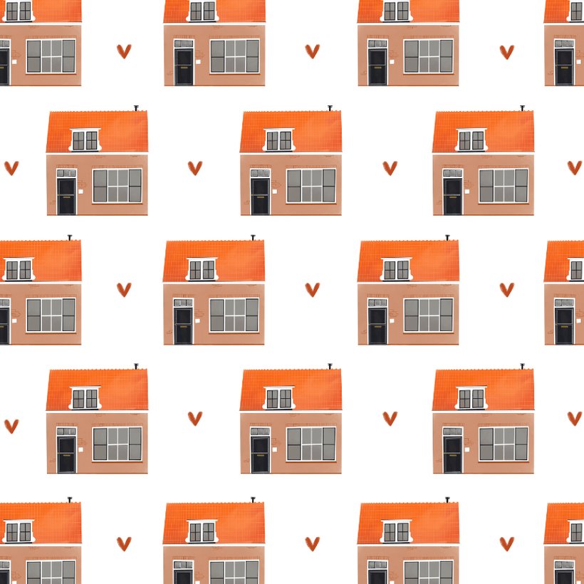 Verhuiskaart Nieuwe Woning Huizen Patroon Kaartje Go