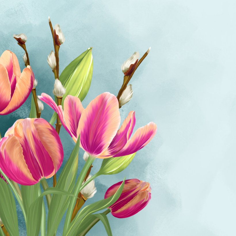 Verjaardagskaart Tulpen Roze Zalmkleurig Kaartje Go