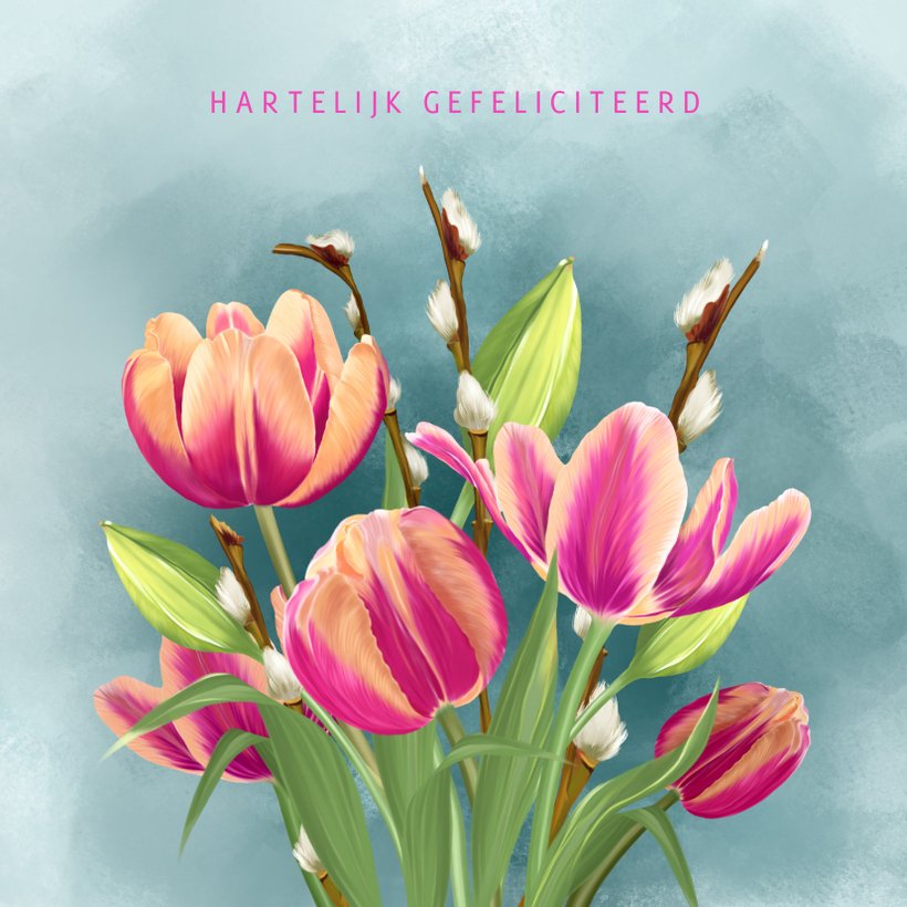 Verjaardagskaart Tulpen Roze Zalmkleurig Kaartje Go