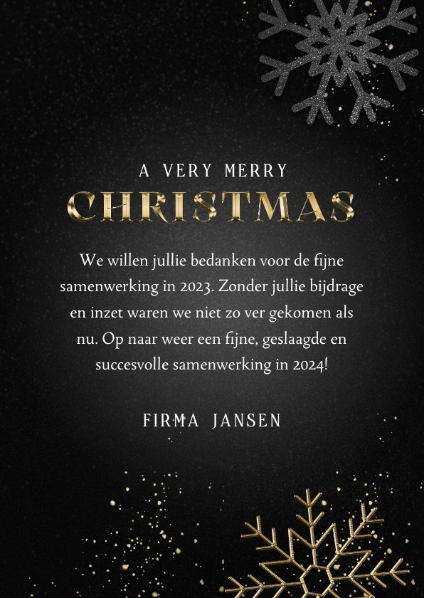 Zakelijke Kerstkaart Gouden Merry Christmas Kaartje2go