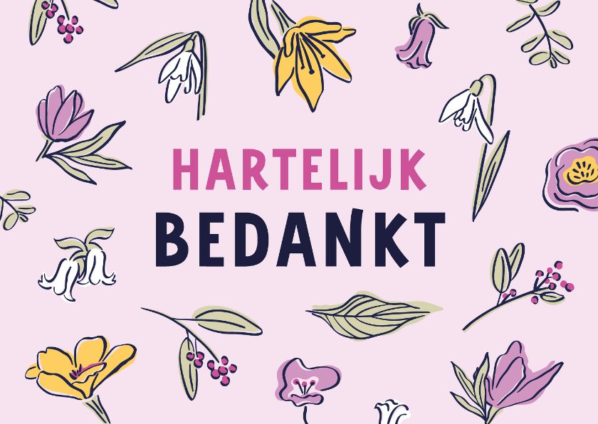 Bedankkaart Vrolijke Bloemen Bedankkaartjes Kaartje Go