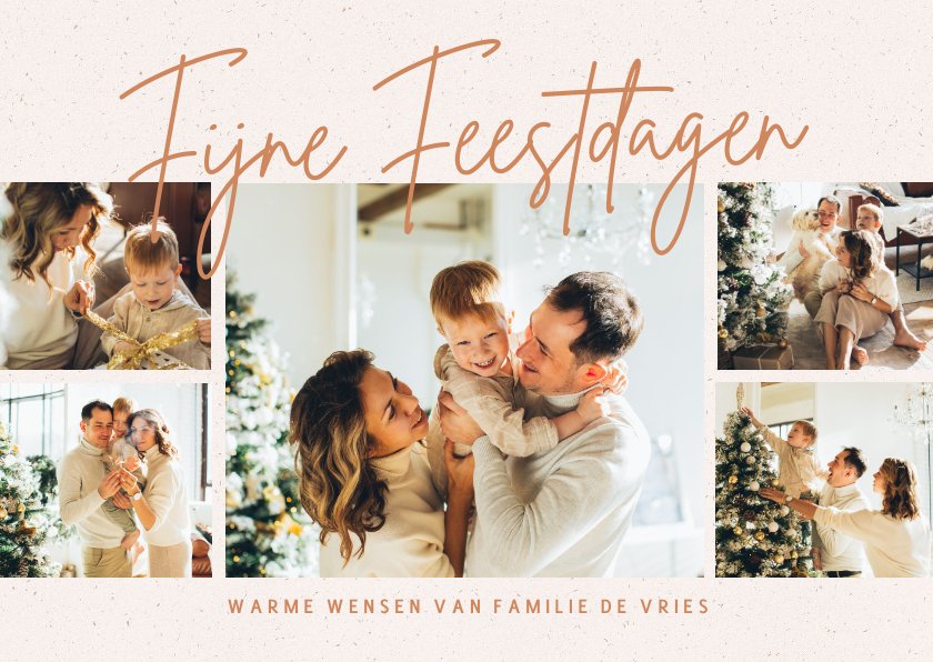 Fotocollage Kerstkaartje Met Koperen Typografie Kaartje Go