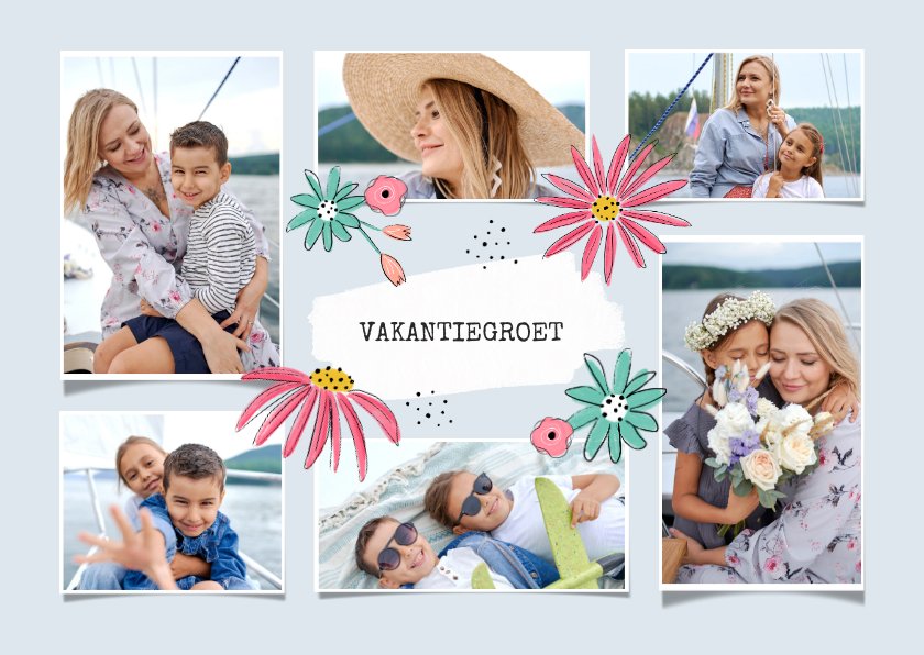 Fotokaart Op Vakantie Bloemen Fotocollage Kaartje Go