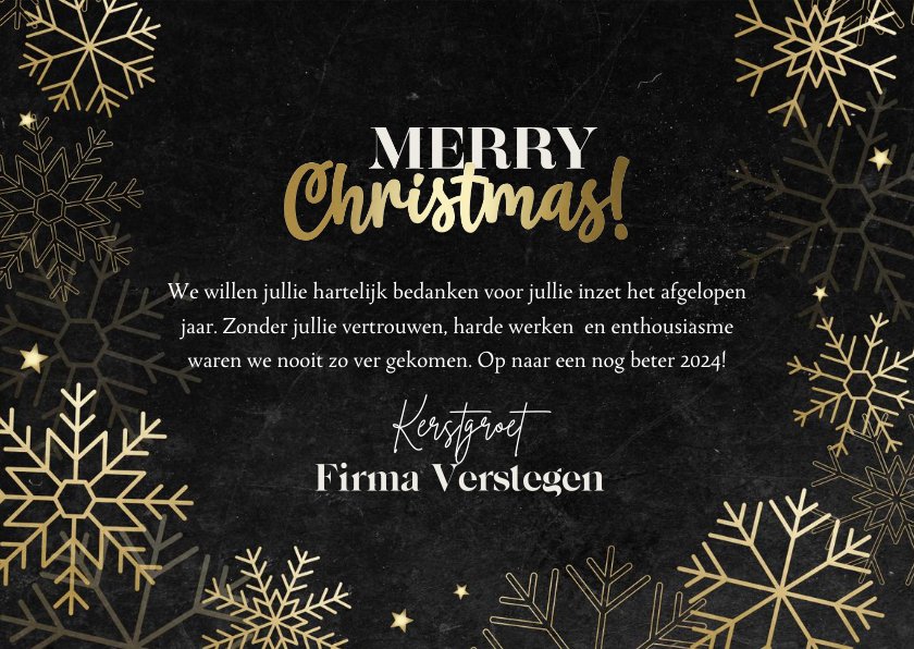 Zakelijke Kerstkaart Merry Christmas Gouden Kaartje2go