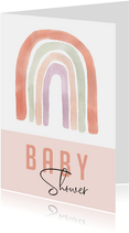 Babyshower uitnodiging | Regenboog roze meisje