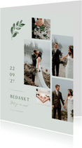 Bedankkaart bruiloft grafisch waterverf takje fotocollage