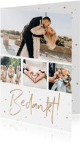 Bedankkaart huwelijk stijlvol goudlook confetti fotocollage