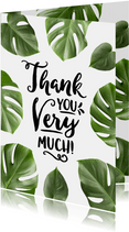 Bedankkaart tropisch botanisch thank you very much