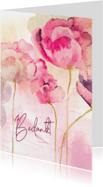 Bedankkaart waterverf bloemen roze