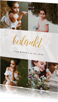  Bedankkaartje met fotocollage en goudlook bedankt