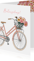 Beterschapskaart fiets met bloemen