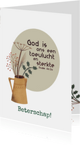 Beterschapskaart met bijbeltekst en droogbloemen