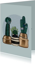 Beterschapskaart quarantaine cactussen met mondkapjes op