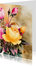 Bloemenkaart engelse rozen vintage