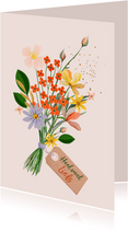 Bloemenkaart getekend boeket kleurrijk