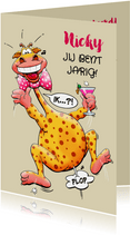 Een grappige verjaardagskaart met giraffen