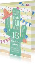Einladung zum 15. Geburtstag mit Kaktus