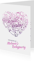 Einladung zur Babyparty "Hallo Baby" - Mädchen