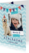 Einladungskarte Kindergeburtstag Hund und Foto