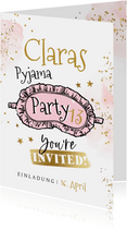 Einladungskarte Pyjama-Party Mädchen Geburtstag