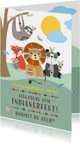 Einladungskarte zur Indianerparty Kindergeburtstag