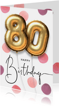 Feestelijke felicitatie verjaardagskaart ballon 80 jaar