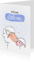Felicitatie geboorte met schaapje en lam in pastel kleuren