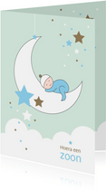 Felicitatie - Maan, sterren en slapend kindje