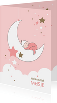 Felicitatie - Maan, sterren en slapend meisje