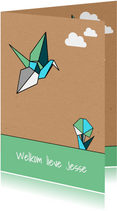 Felicitatie origami vogel zoon