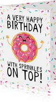 Felicitatie verjaardag donut with sprinkles on top
