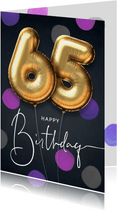 Felicitatie verjaardagskaart ballon 65 jaar confetti