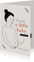 Felicitatiekaart a little baby on the way tekening zwanger