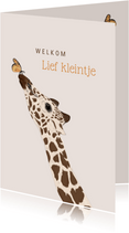 Felicitatiekaart geboorte giraffe en vlinder
