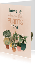 Felicitatiekaart 'home is where the plants are' met plantjes